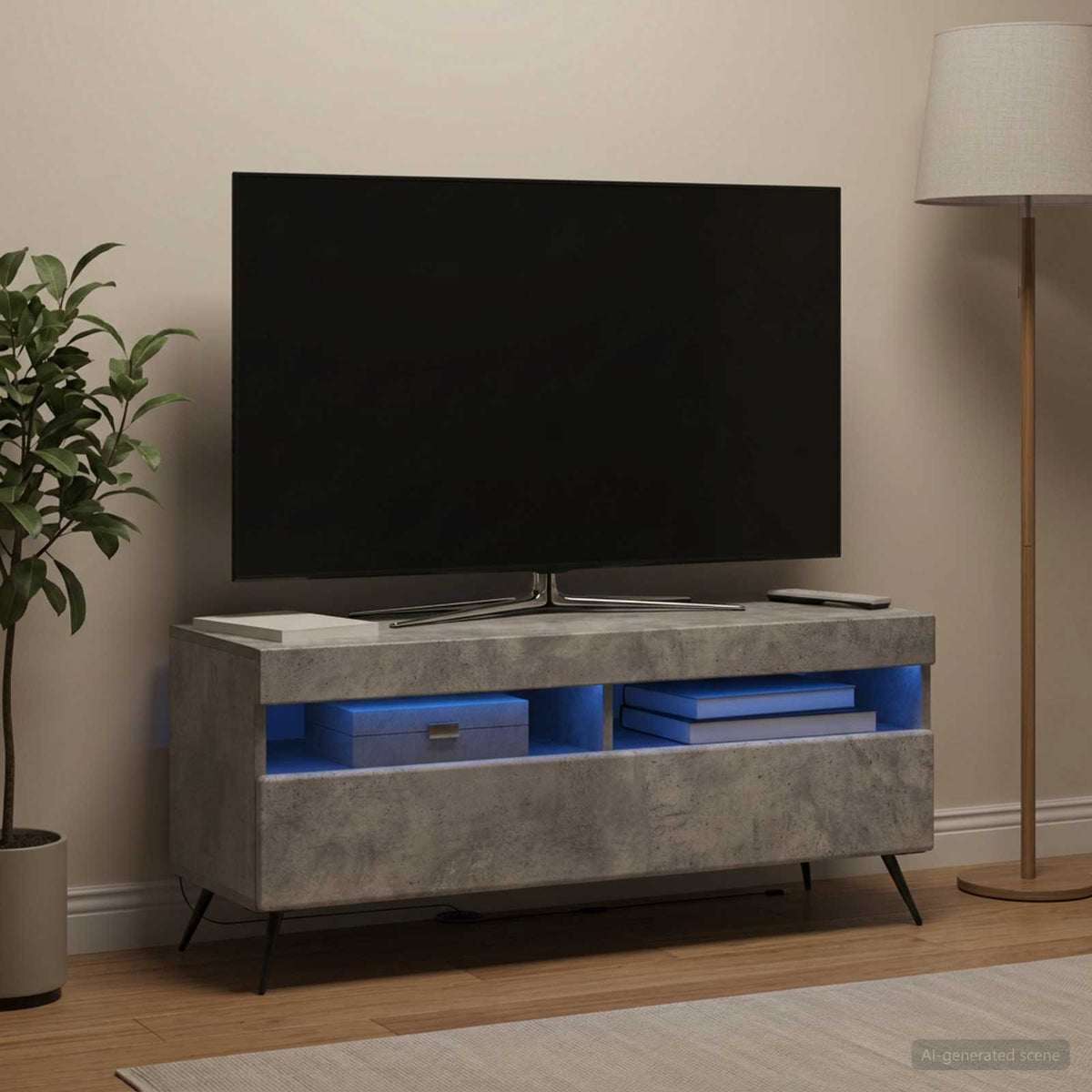 LED-TV-Schrank Betongrau Holzwerkstoff