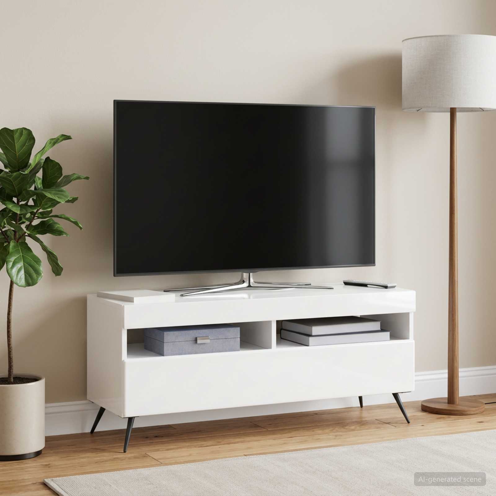 LED-TV-Schrank Hochglanz Weiß Holzwerkstoff