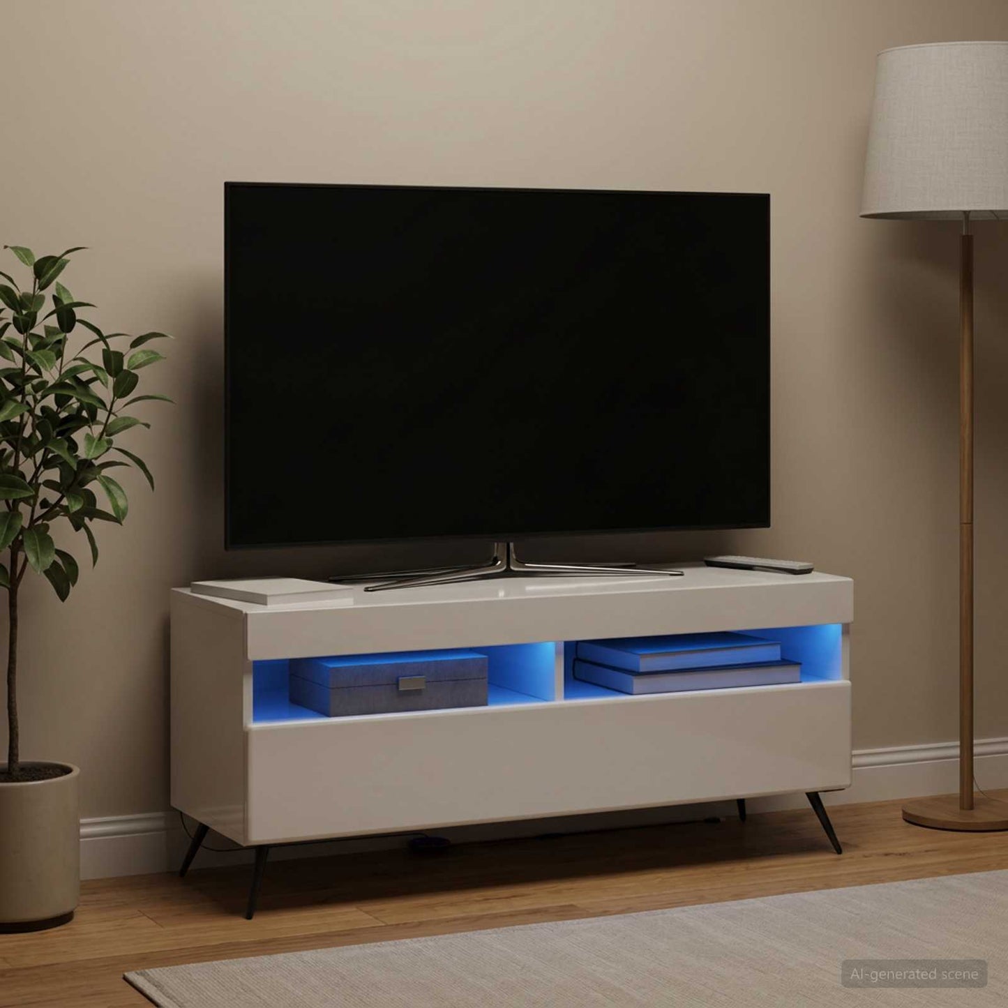 LED-TV-Schrank Hochglanz Weiß Holzwerkstoff