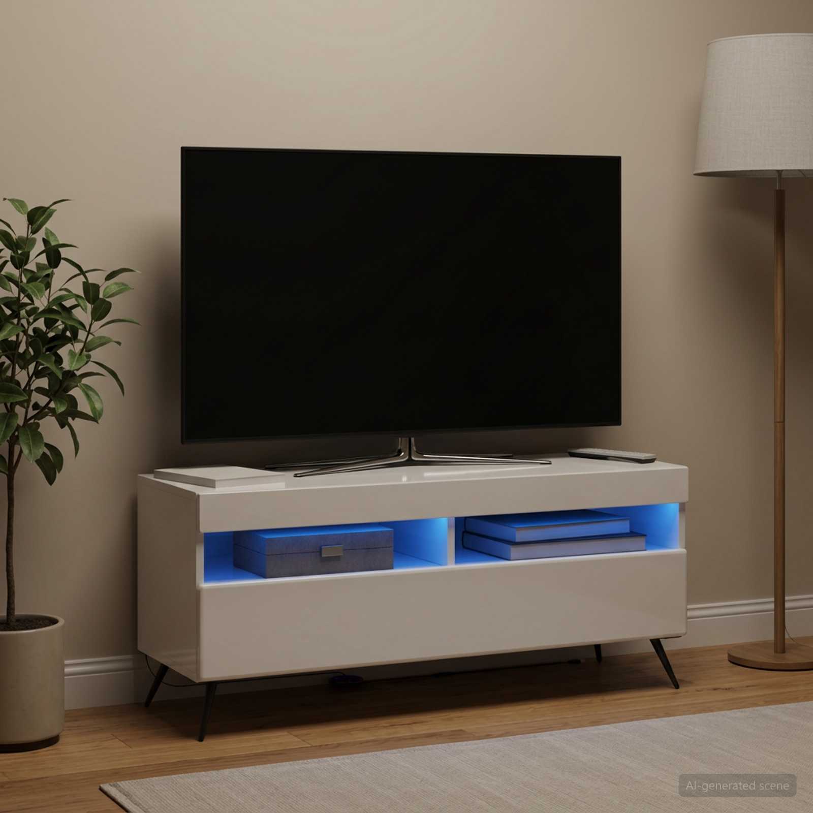 LED-TV-Schrank Hochglanz Weiß Holzwerkstoff