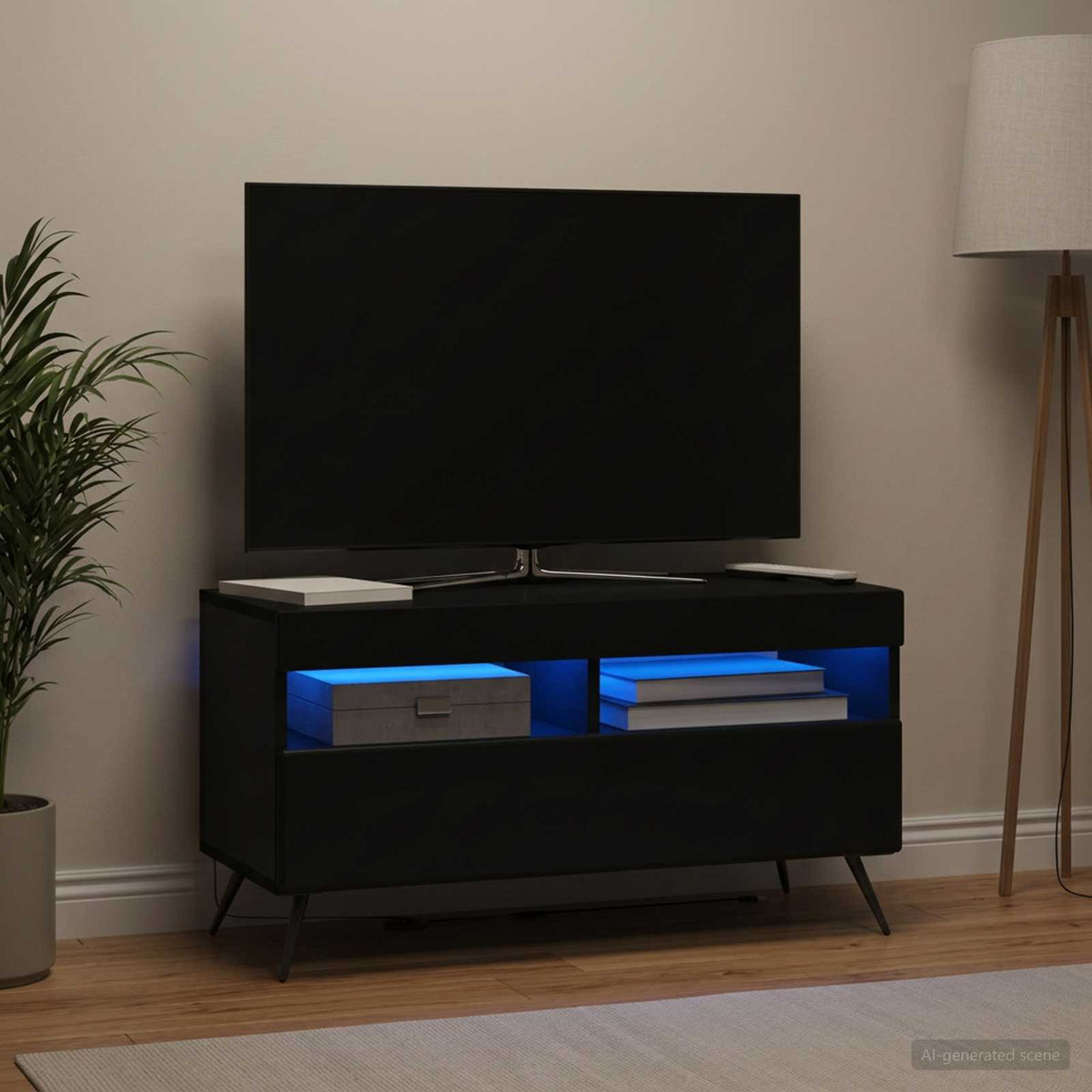 LED-TV-Schrank Schwarz Holzwerkstoff