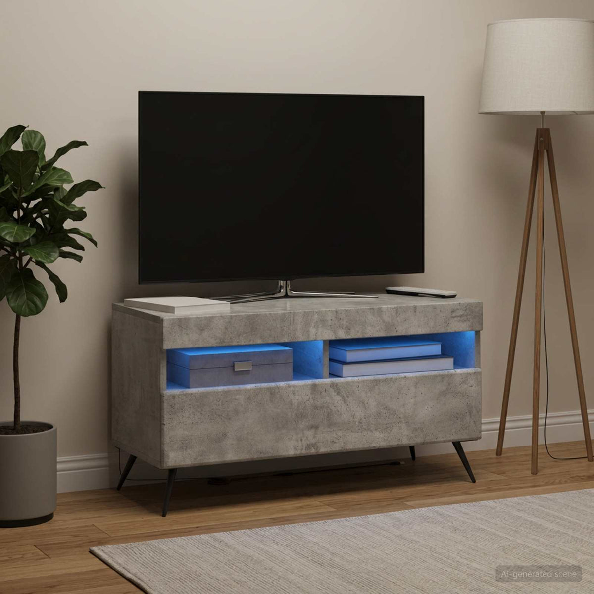 LED-TV-Schrank Betongrau Holzwerkstoff