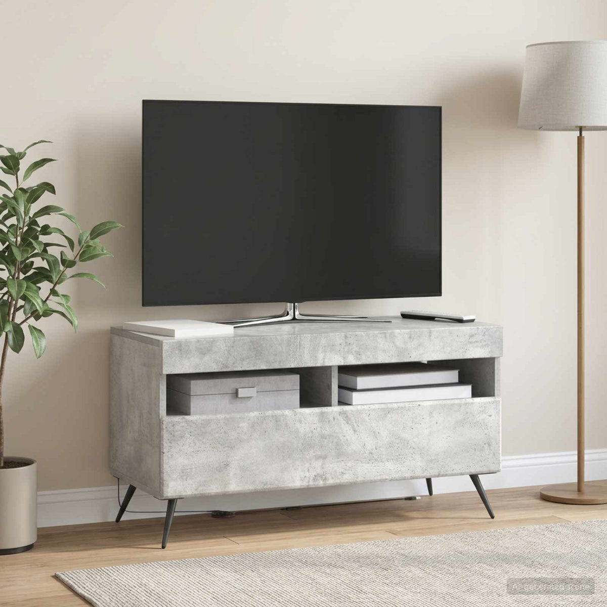 LED-TV-Schrank Betongrau Holzwerkstoff