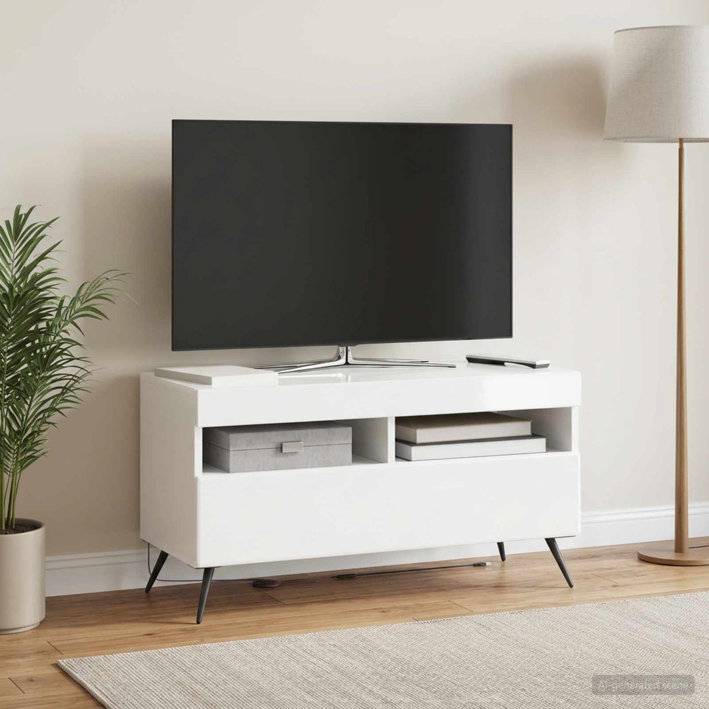LED-TV-Schrank BREDA Hochglanz Weiß Holzwerkstoff