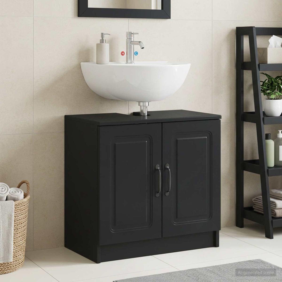 Waschbeckenschrank UTRECHT Schwarz 59,5 x 31,5 x 59 cm
