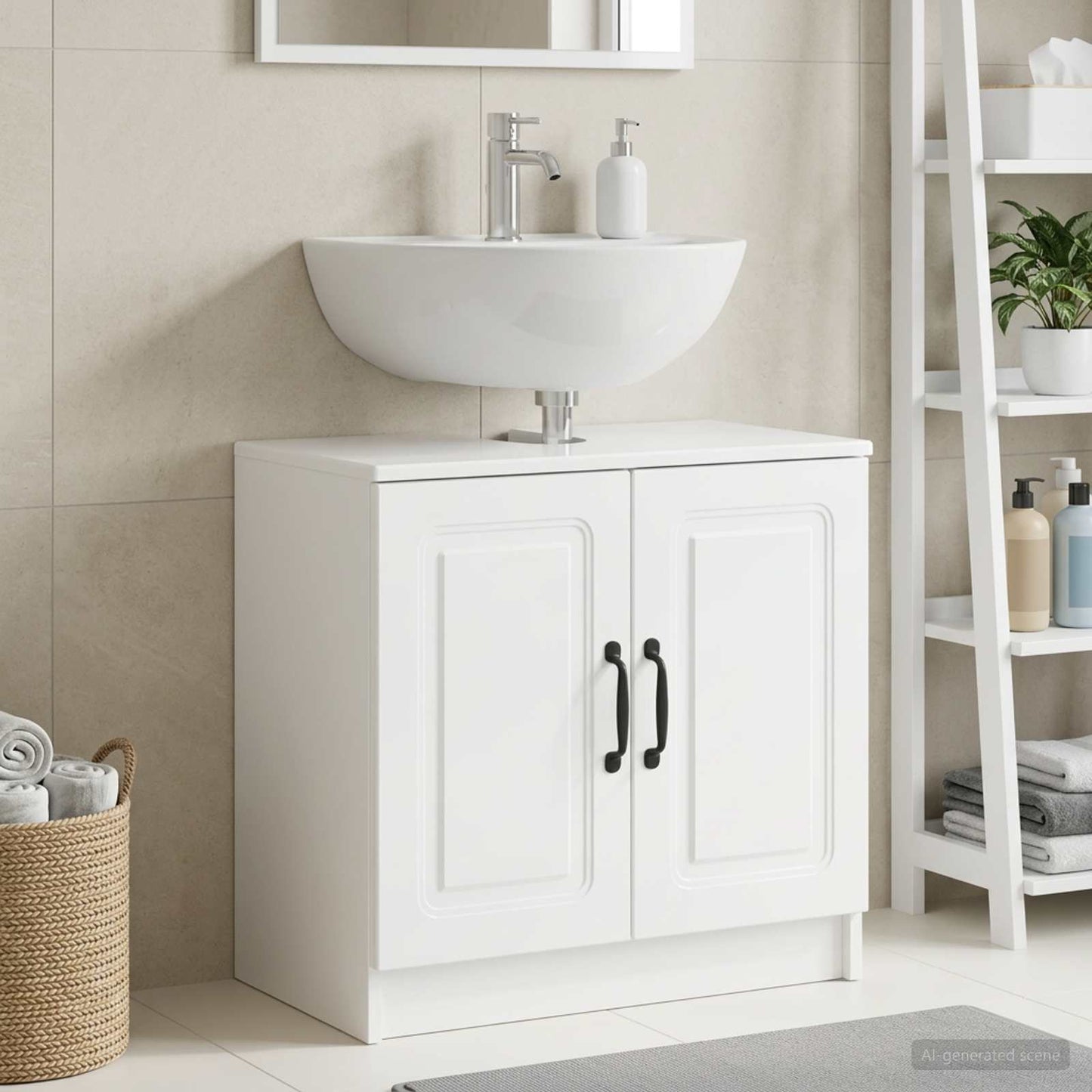 Waschbeckenschrank UTRECHT Hochglanz Weiß 59,5 x 31,5 x 59 cm