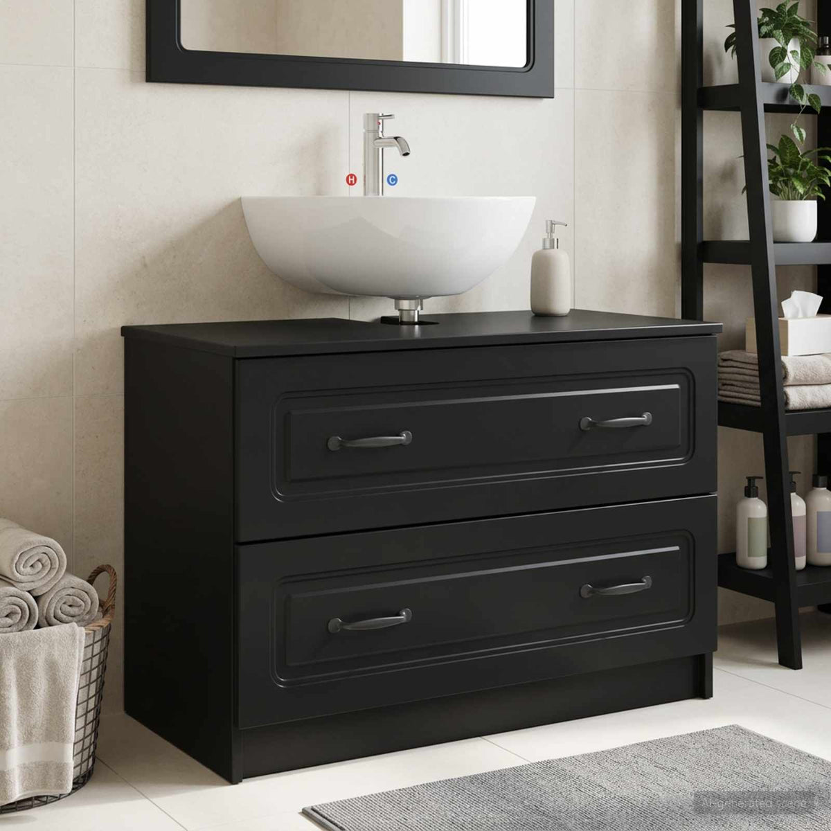 Waschbeckenschrank UTRECHT Schwarz 82 x 41 x 56 cm