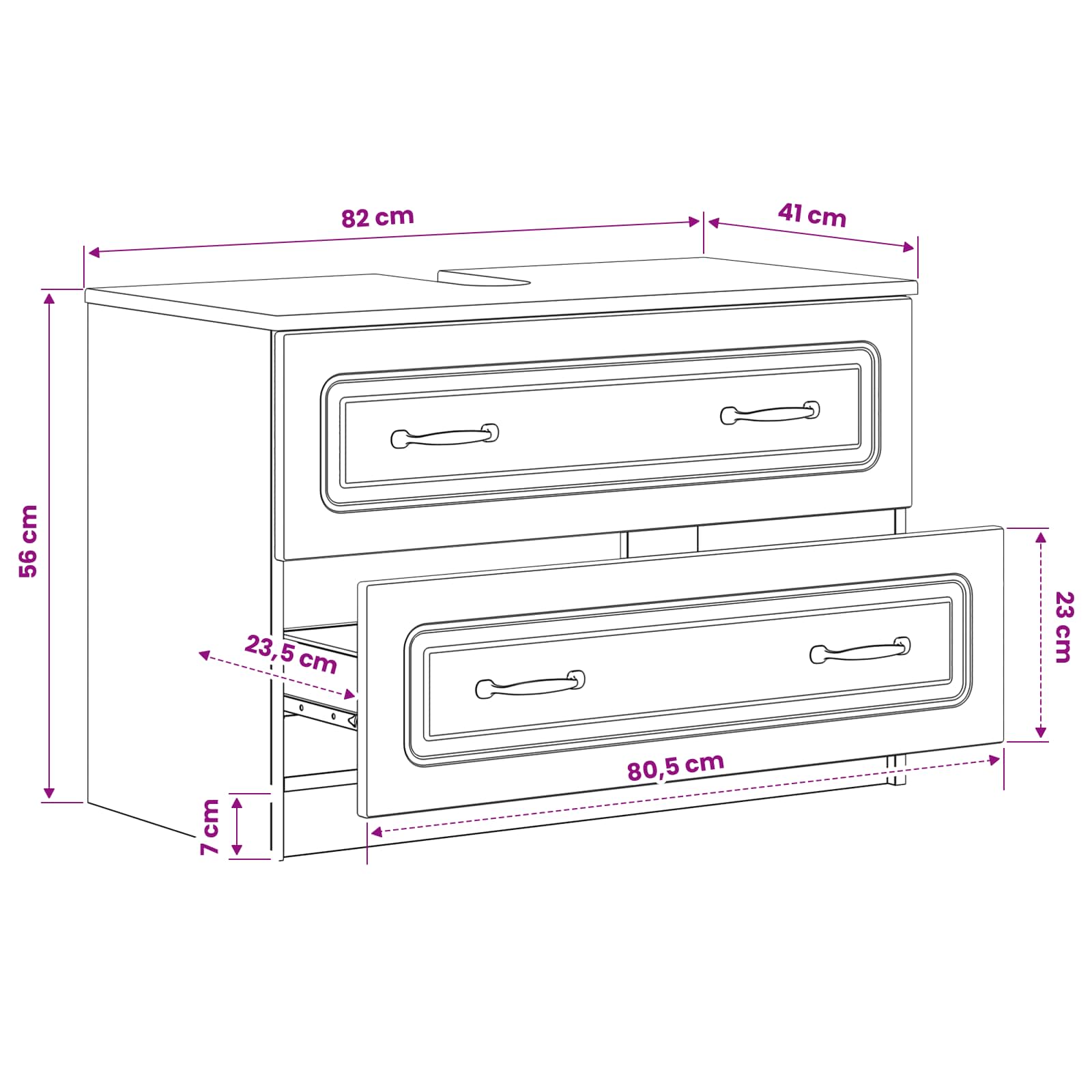 Waschbeckenschrank UTRECHT Sonoma-Eiche 82 x 41 x 56 cm