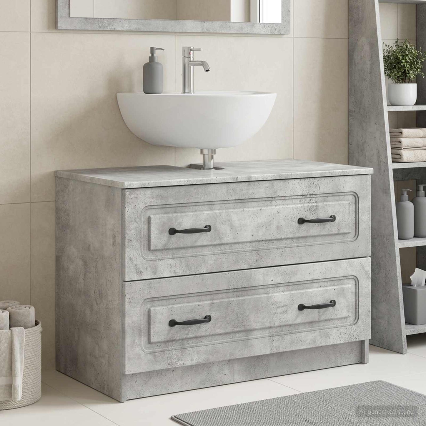 Waschbeckenschrank UTRECHT Betongrau 82 x 41 x 56 cm