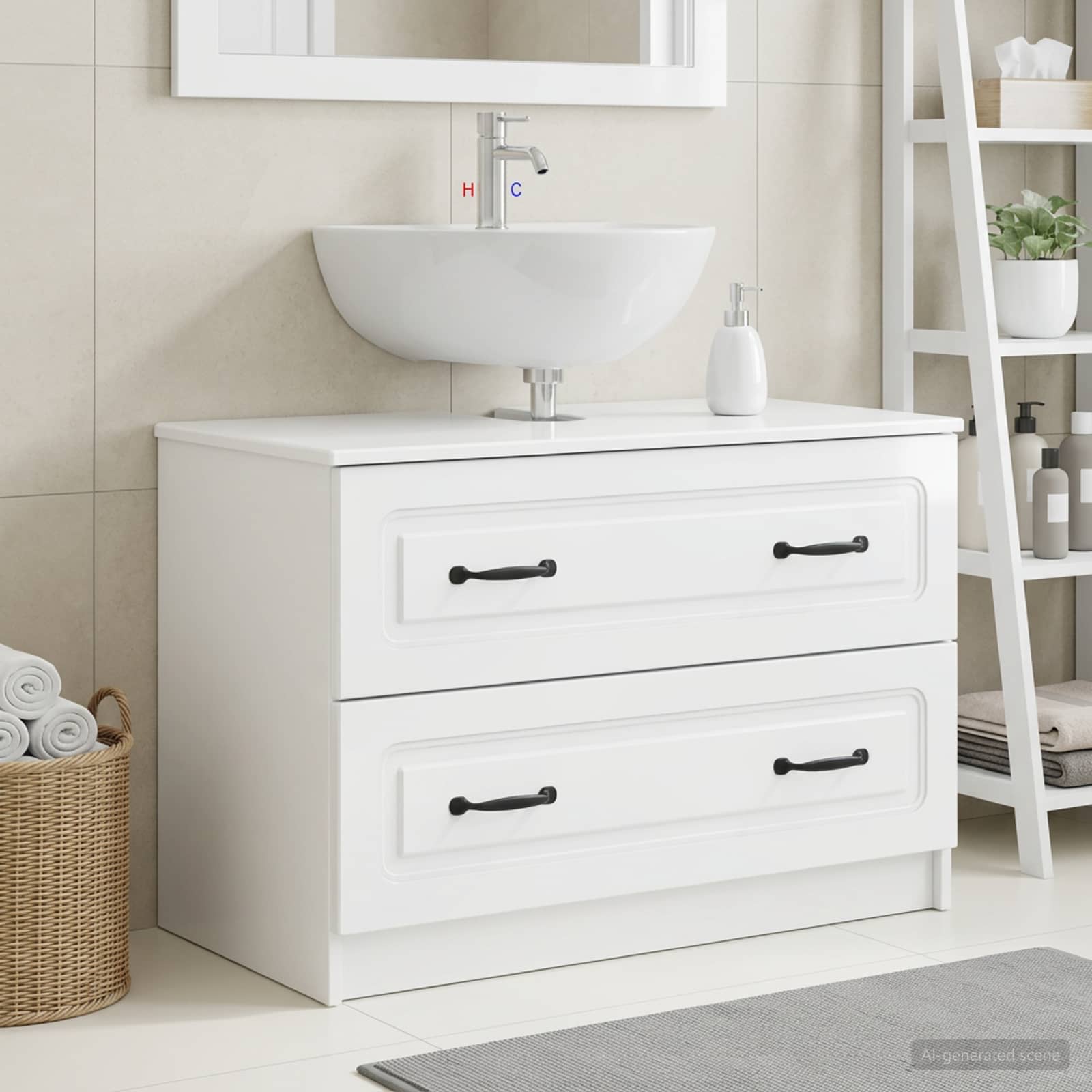 Waschbeckenschrank UTRECHT Hochglanz Weiß 82 x 41 x 56 cm