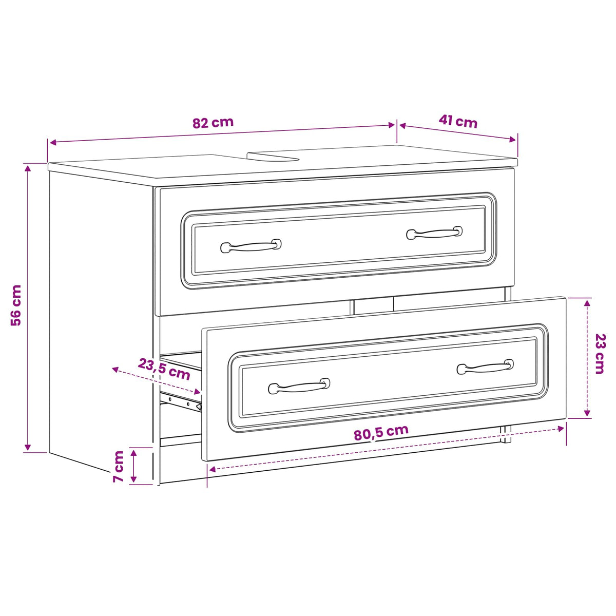 Waschbeckenschrank UTRECHT Artisan-Eiche 82 x 41 x 56 cm