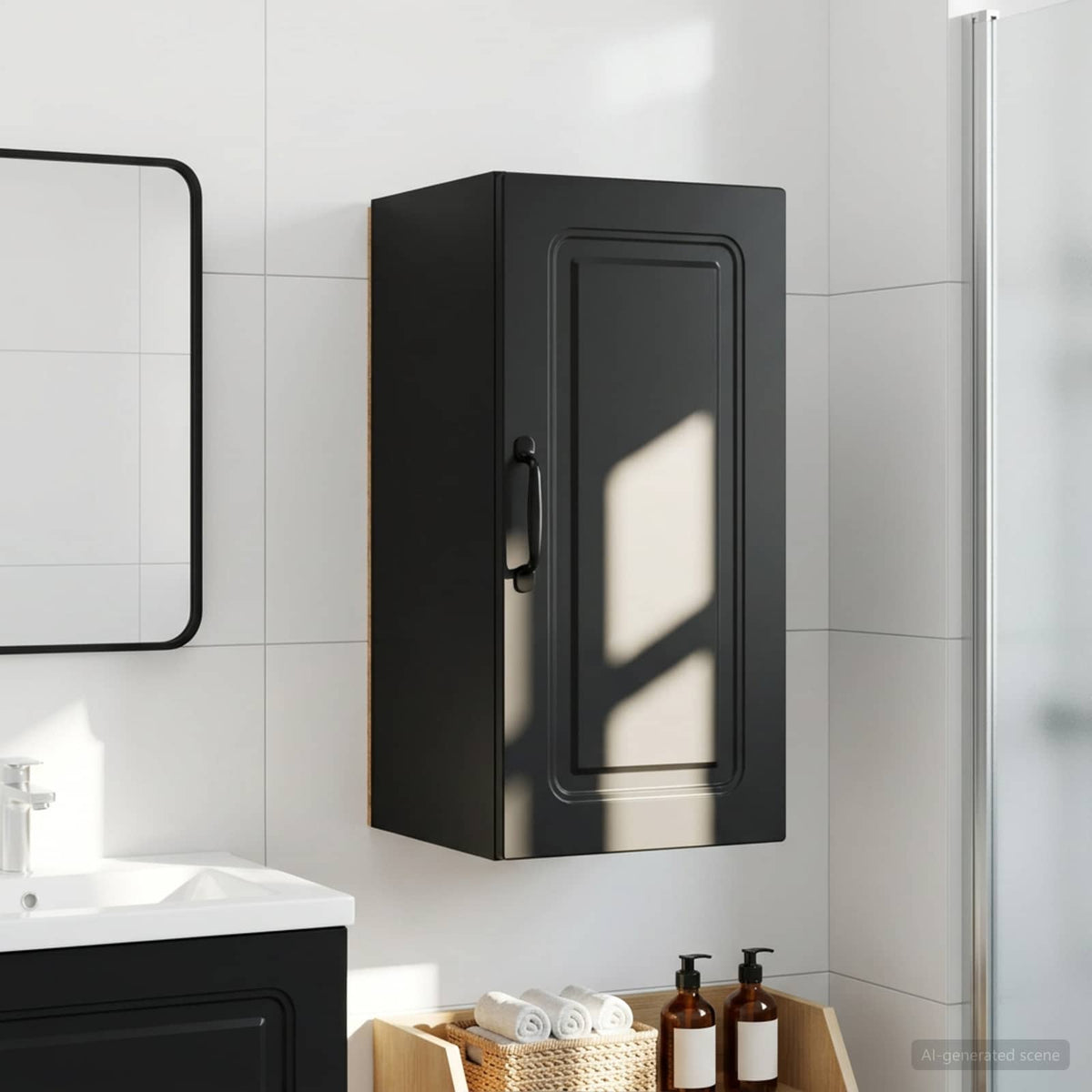Badezimmer-Wandschrank UTRECHT Schwarz 30 x 31 x 59 cm