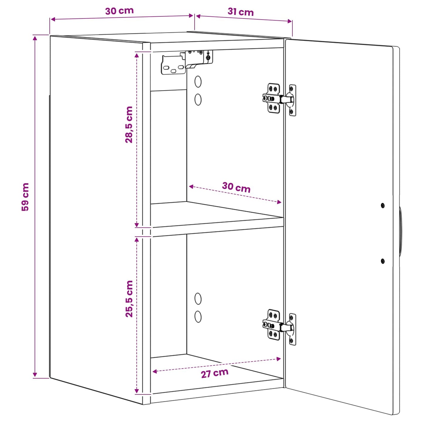 Badezimmer-Wandschrank UTRECHT Artisan-Eiche 30 x 31 x 59 cm