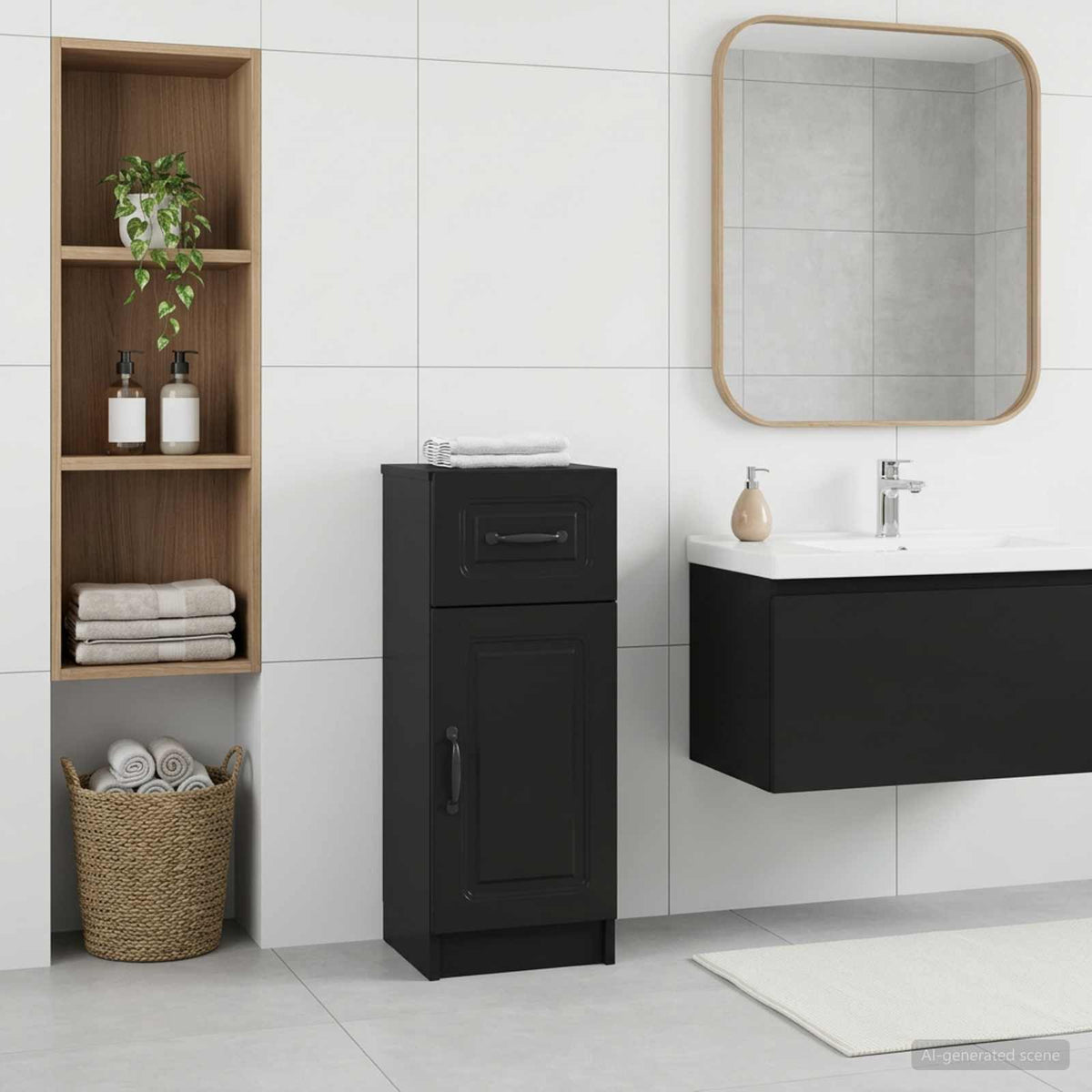 Badezimmer Aufbewahrungsschrank UTRECHT Schwarz 30 x 31 x 77 cm