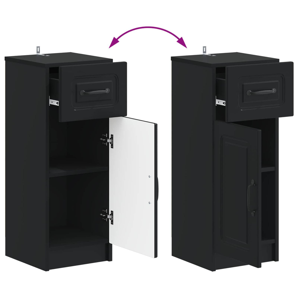 Badezimmer Aufbewahrungsschrank UTRECHT Schwarz 30 x 31 x 77 cm