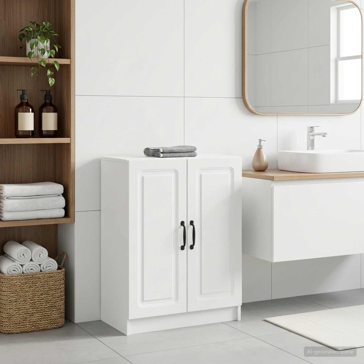 Badezimmer Aufbewahrungsschrank UTRECHT Weiß 59,5 x 31 x 77 cm