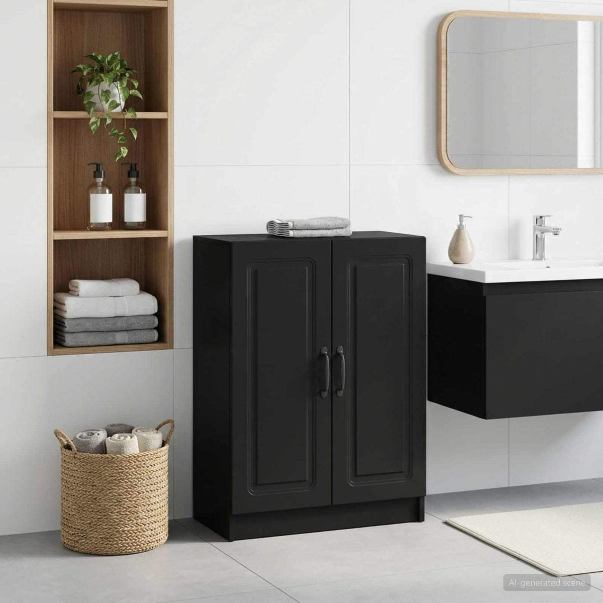 Badezimmer Aufbewahrungsschrank UTRECHT Schwarz