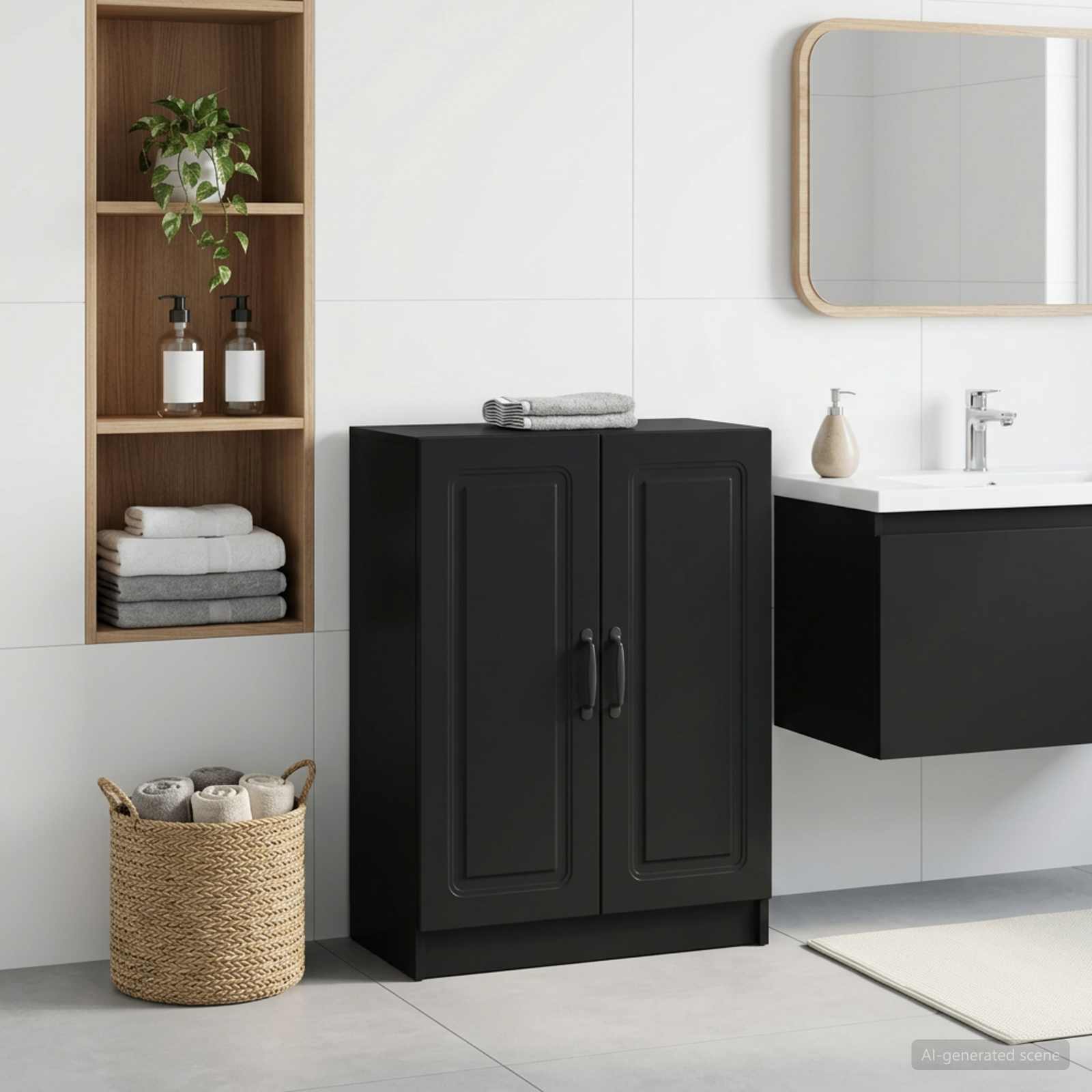 Badezimmer Aufbewahrungsschrank UTRECHT Schwarz
