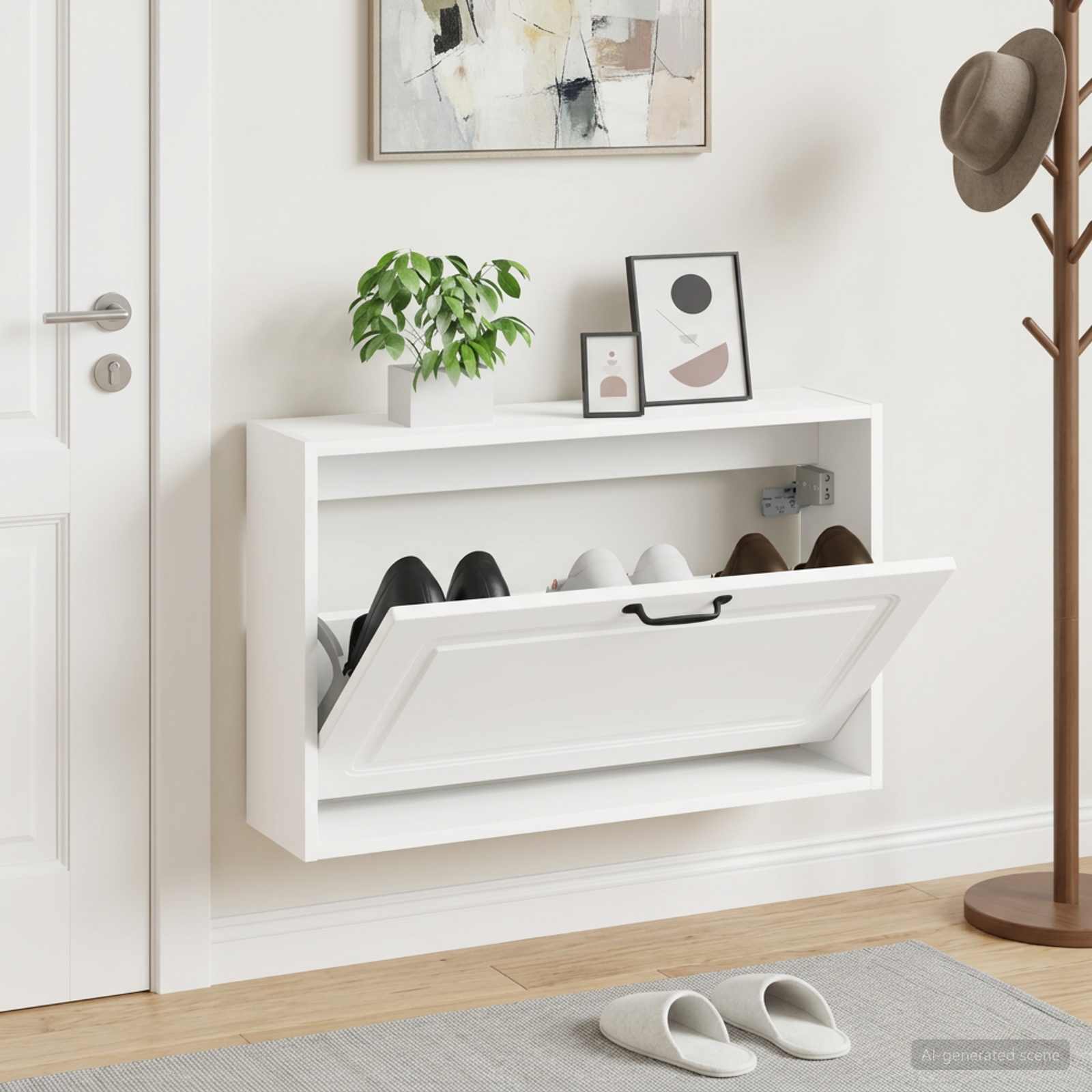 Wandmontierter Schuhschrank UTRECHT 71 x 17 x 43 cm Weiß