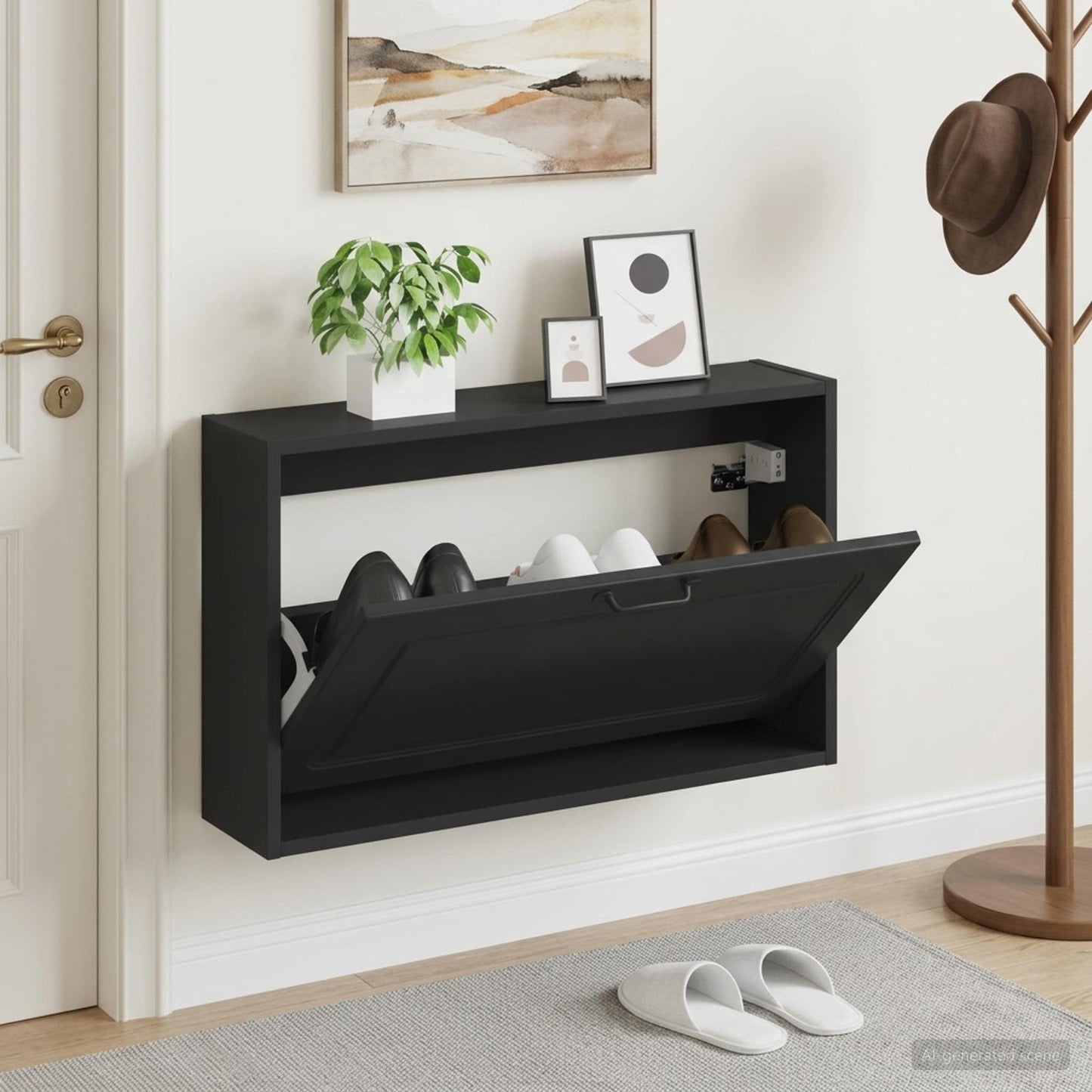 Wandmontierter Schuhschrank UTRECHT 71 x 17 x 43 cm Schwarz