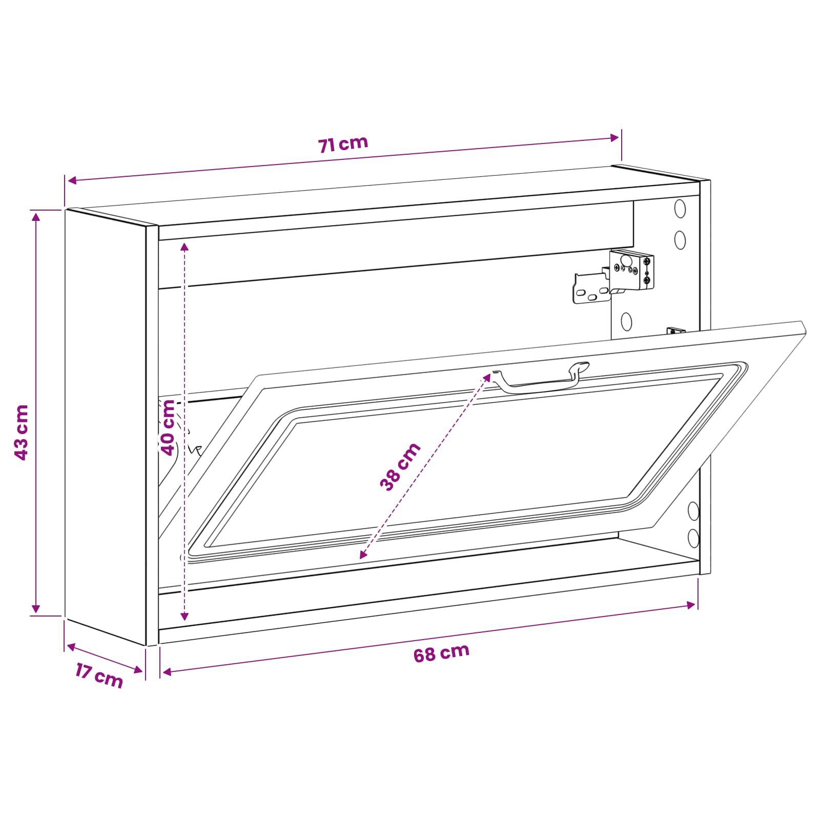 Wandmontierter Schuhschrank UTRECHT 71 x 17 x 43 cm