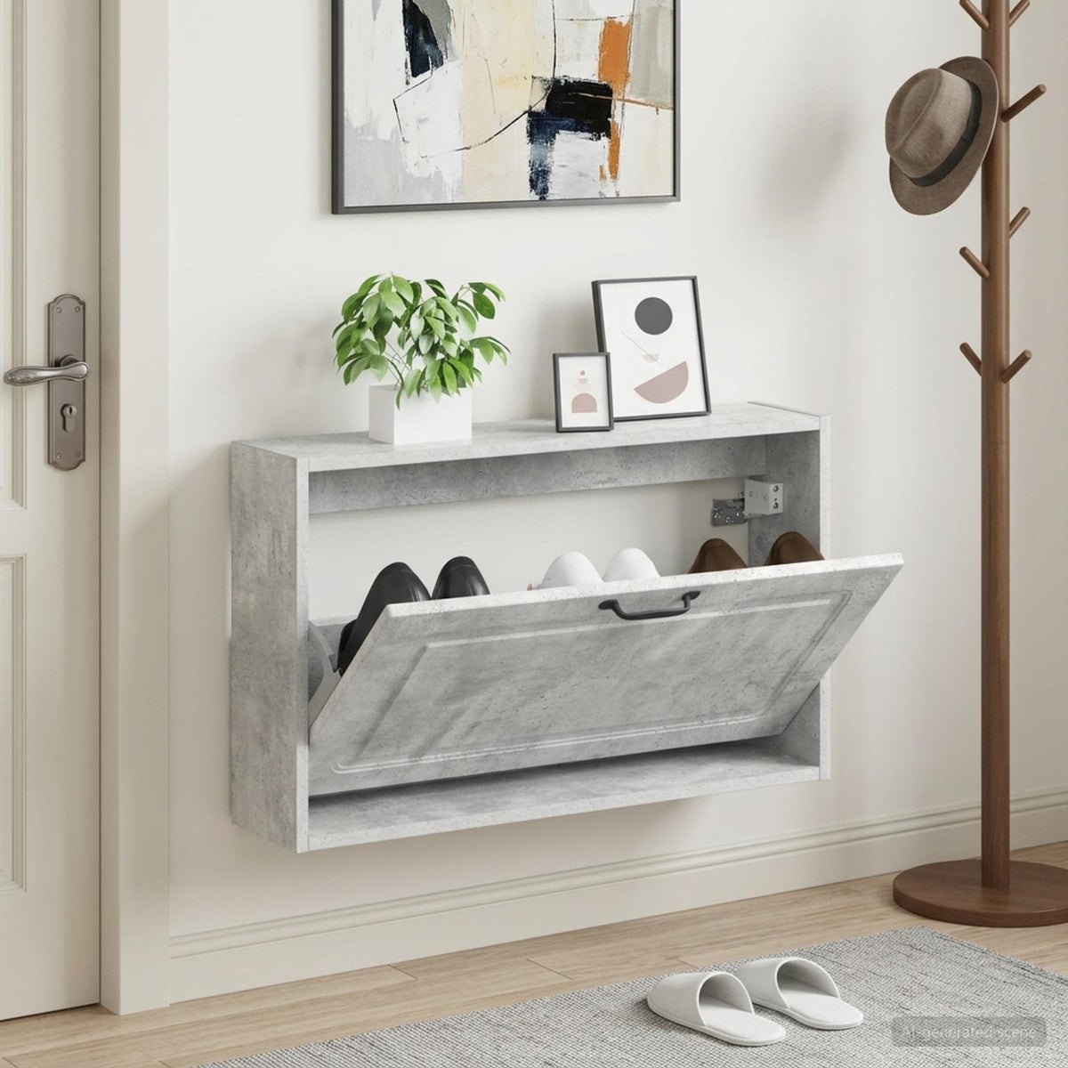 Wandmontierter Schuhschrank UTRECHT 71 x 17 x 43 cm Betongrau