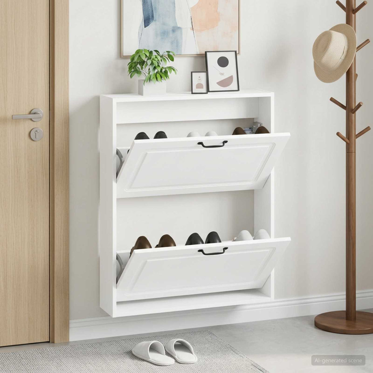 Wandmontierter Schuhschrank UTRECHT 71 x 17 x 86 cm Weiß