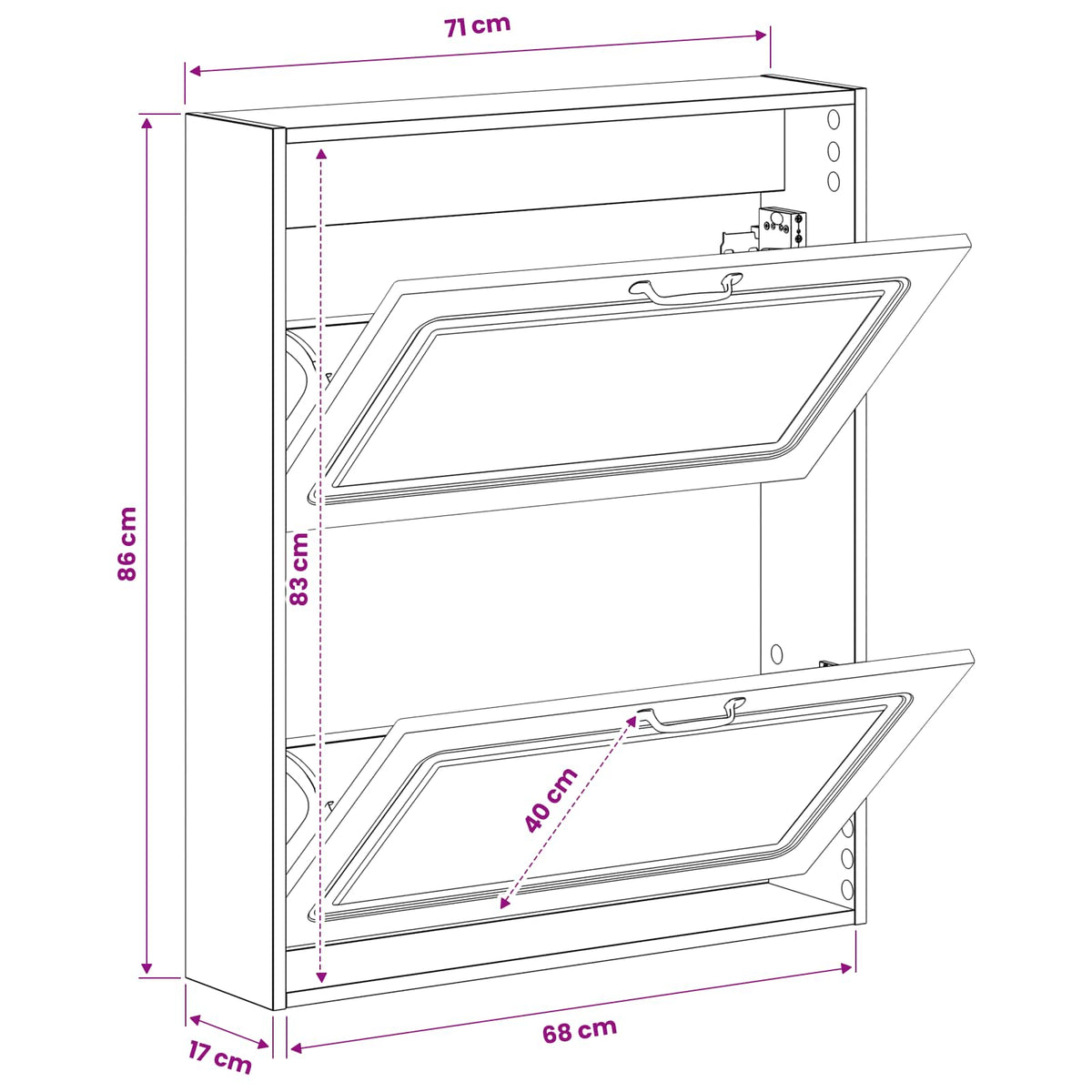 Wandmontierter Schuhschrank UTRECHT 71 x 17 x 86 cm