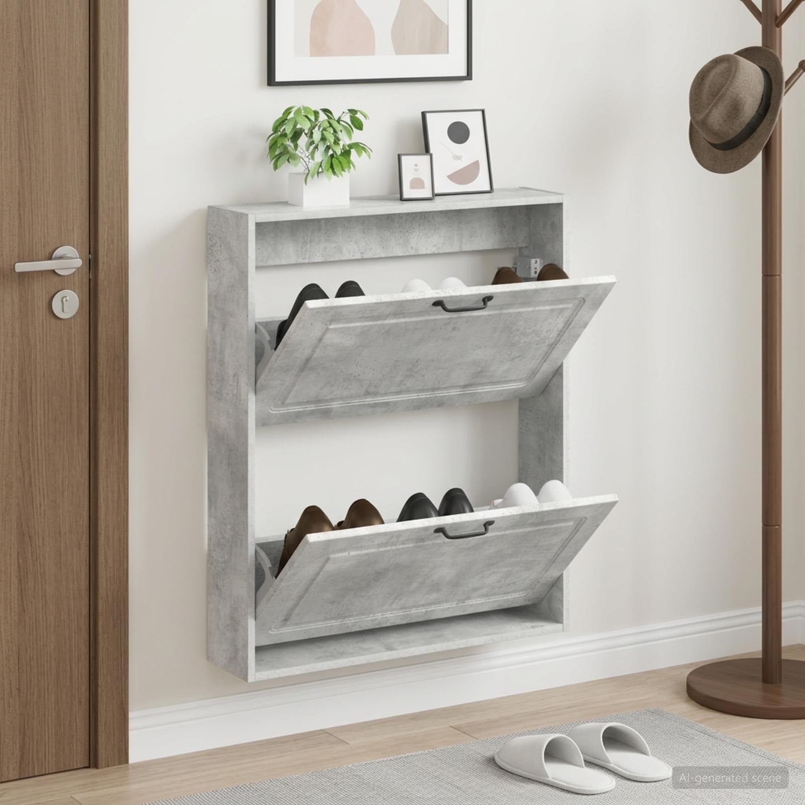 Wandmontierter Schuhschrank UTRECHT 71 x 17 x 86 cm Betongrau