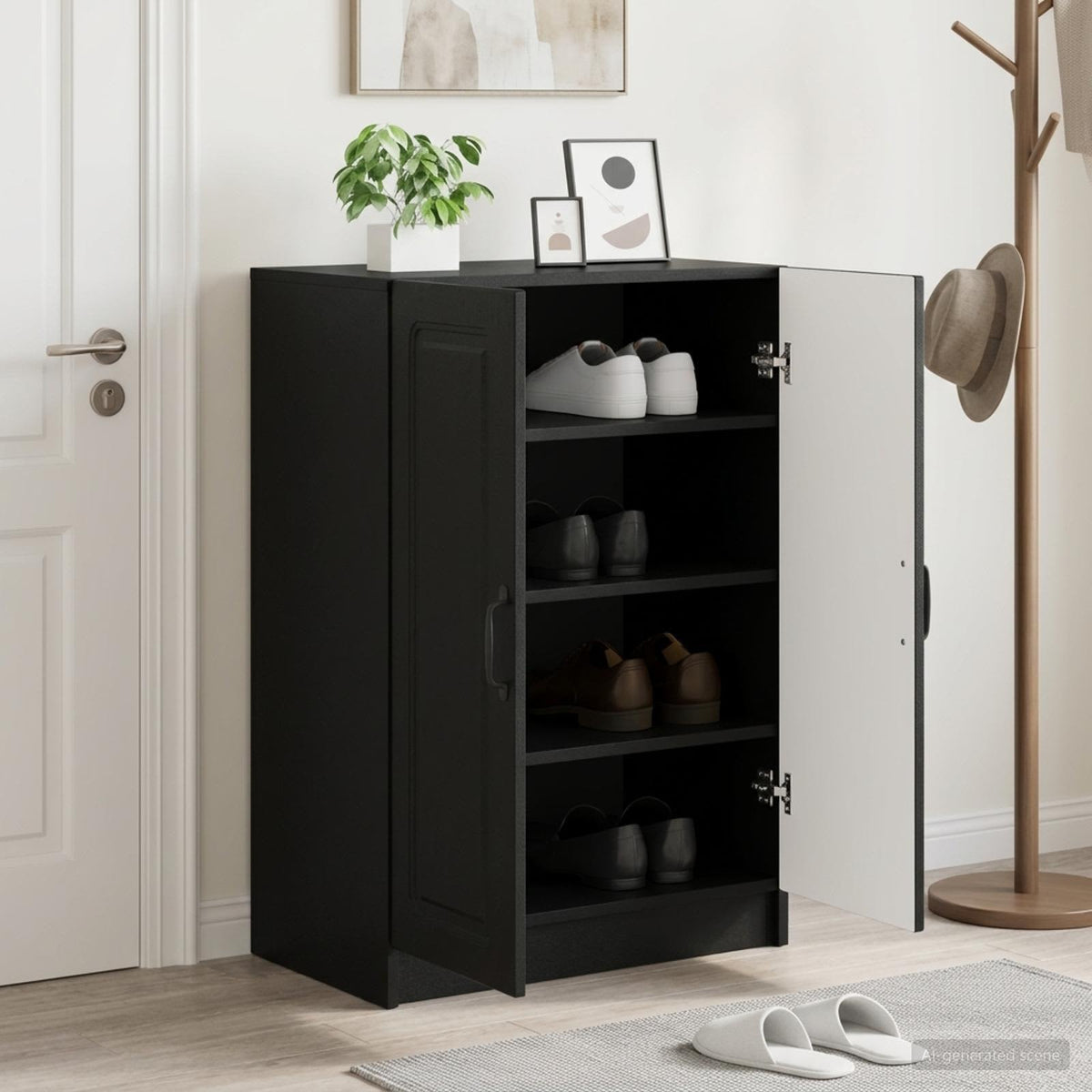 Schuhschrank UTRECHT 59,5 x 39,5 x 87 cm Holzwerkstoff Schwarz