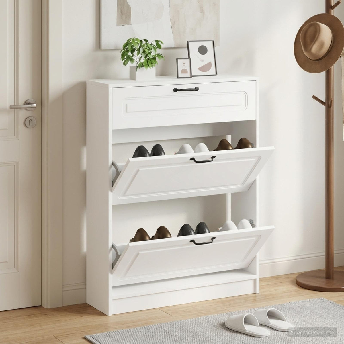 Schuhschrank UTRECHT 78 x 24 x 100 cm Holzwerkstoff Weiß