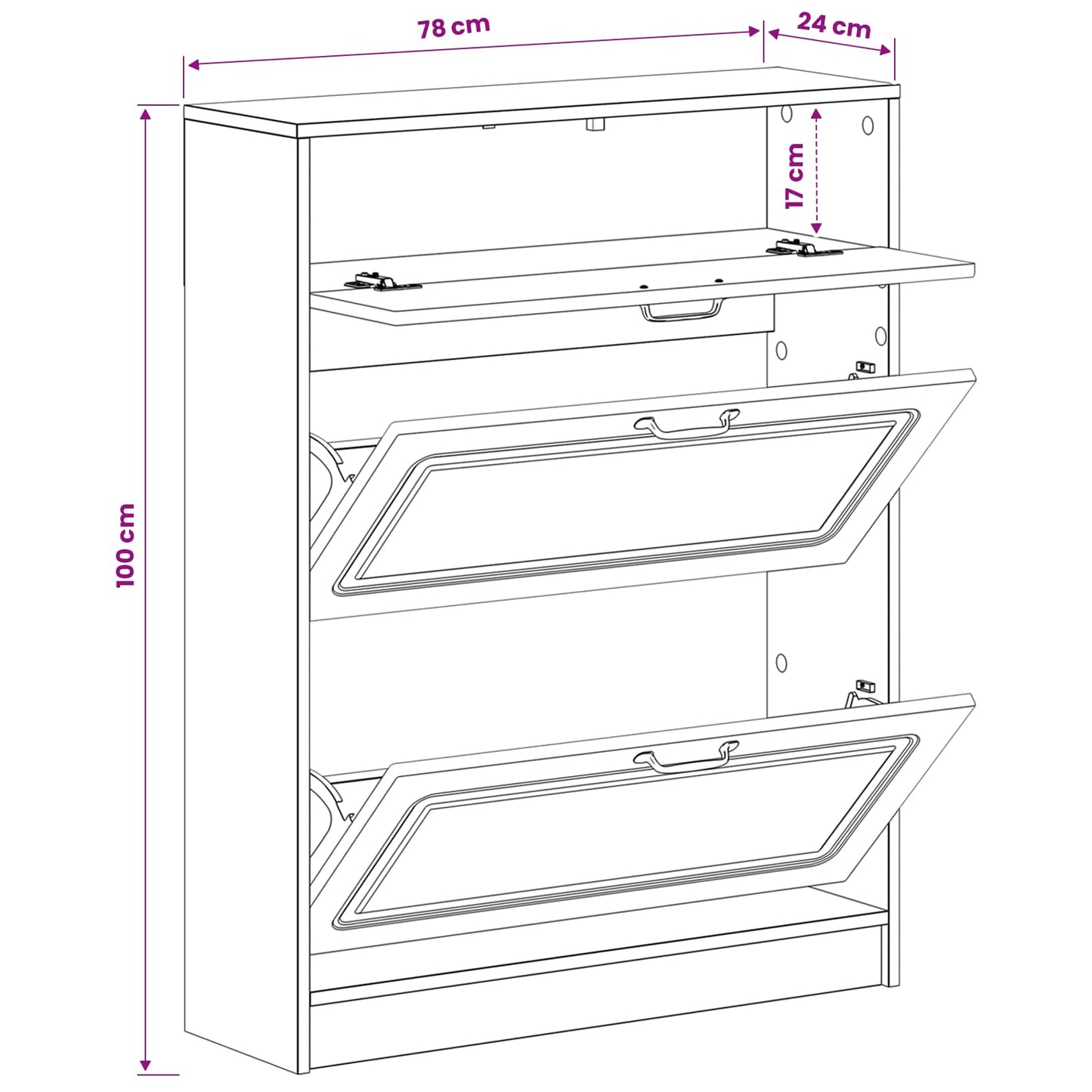 Schuhschrank UTRECHT 78 x 24 x 100 cm Holzwerkstoff Schwarz