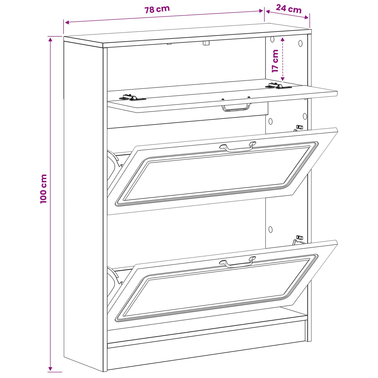 Schuhschrank UTRECHT 78 x 24 x 100 cm Holzwerkstoff Betongrau