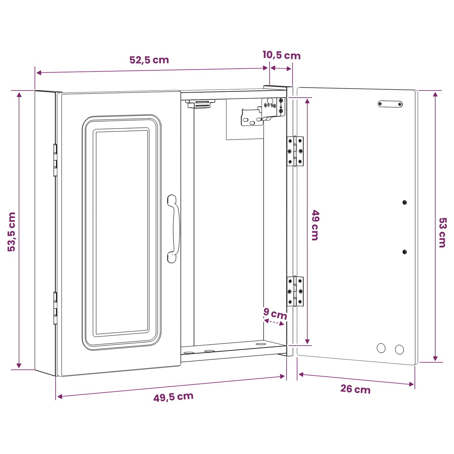 Dartboard Schrank UTRECHT Schwarz 52,5 x 10,5 x 53,5 cm
