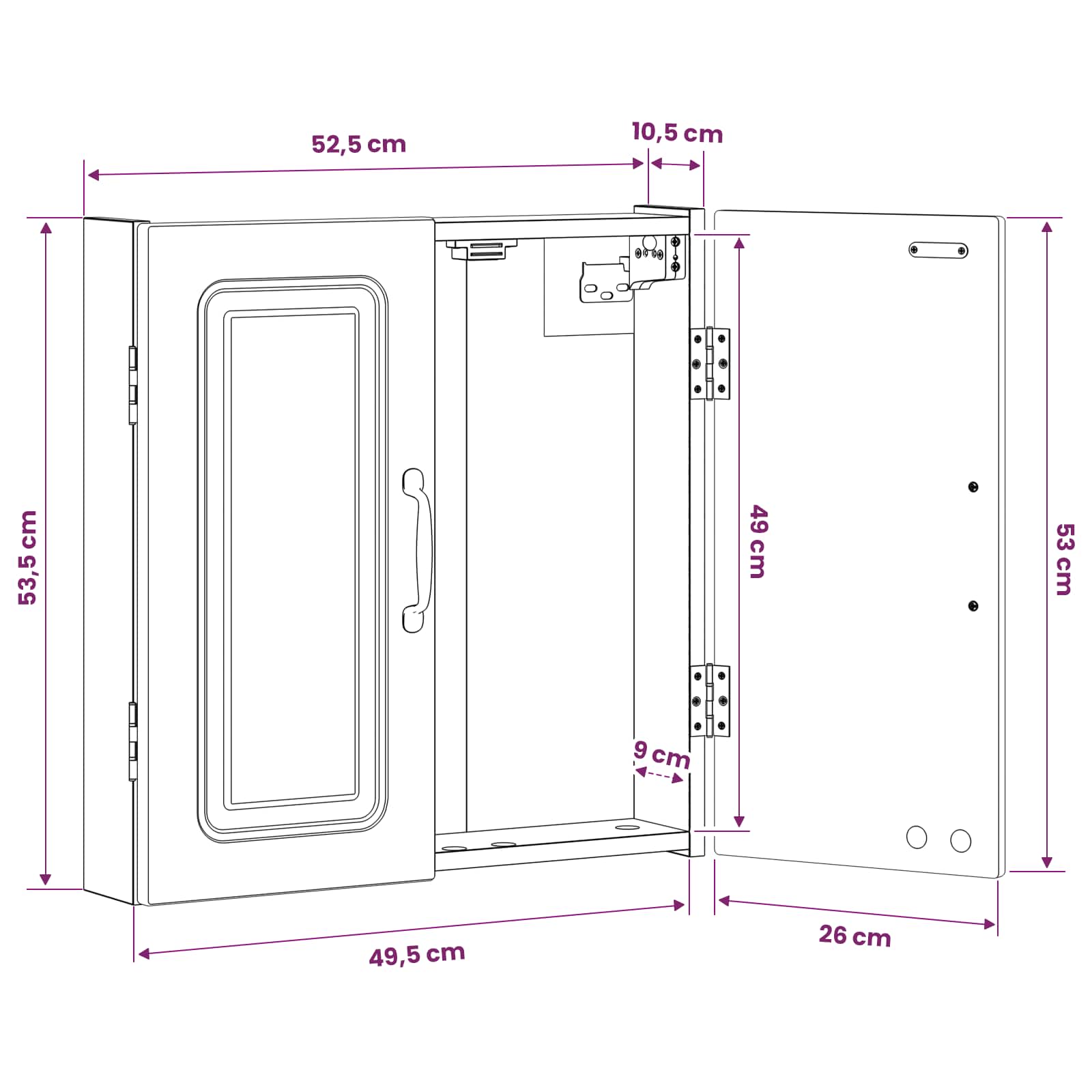 Dartboard Schrank UTRECHT Betongrau 52,5 x 10,5 x 53,5 cm