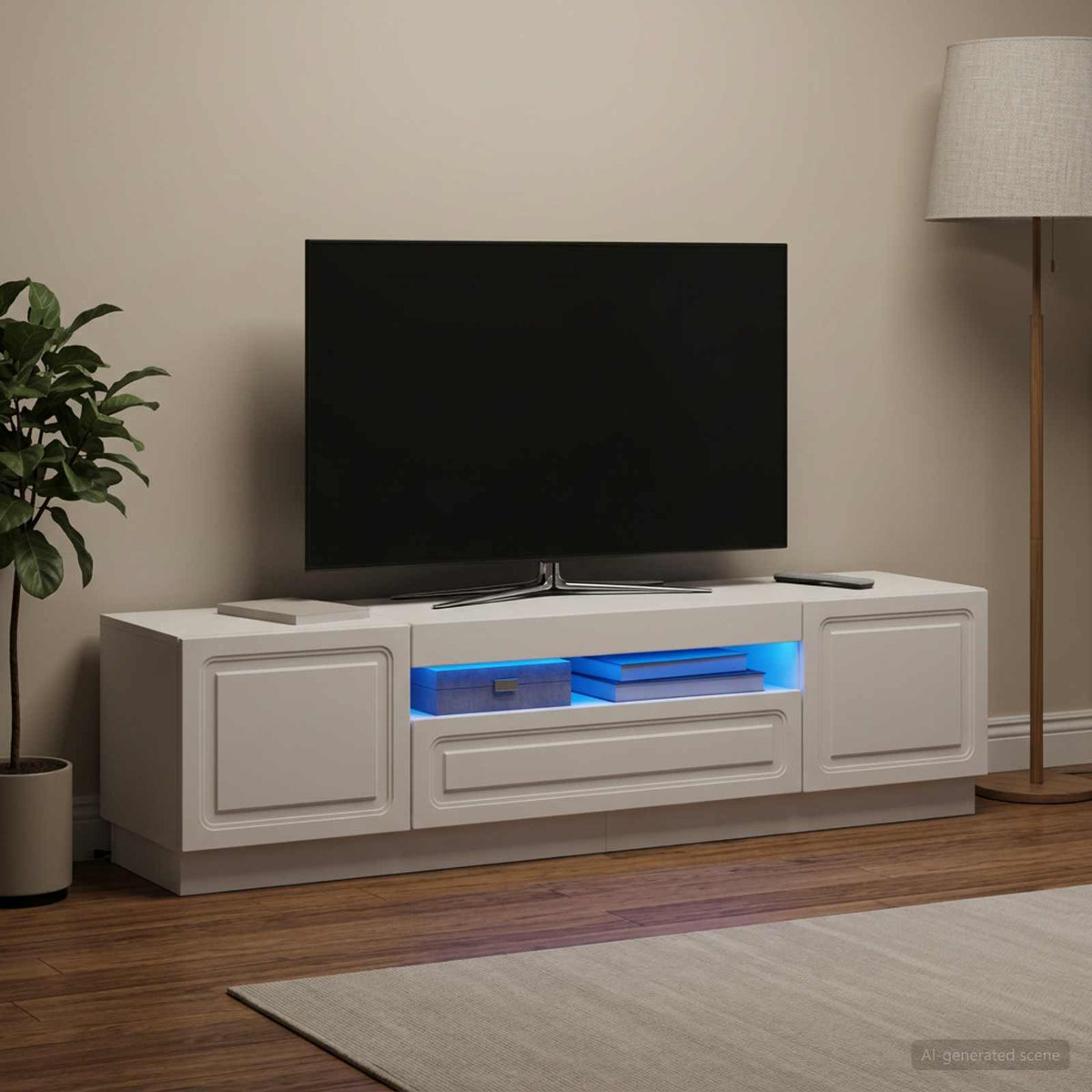 LED-TV-Schrank Weiß Holzwerkstoff