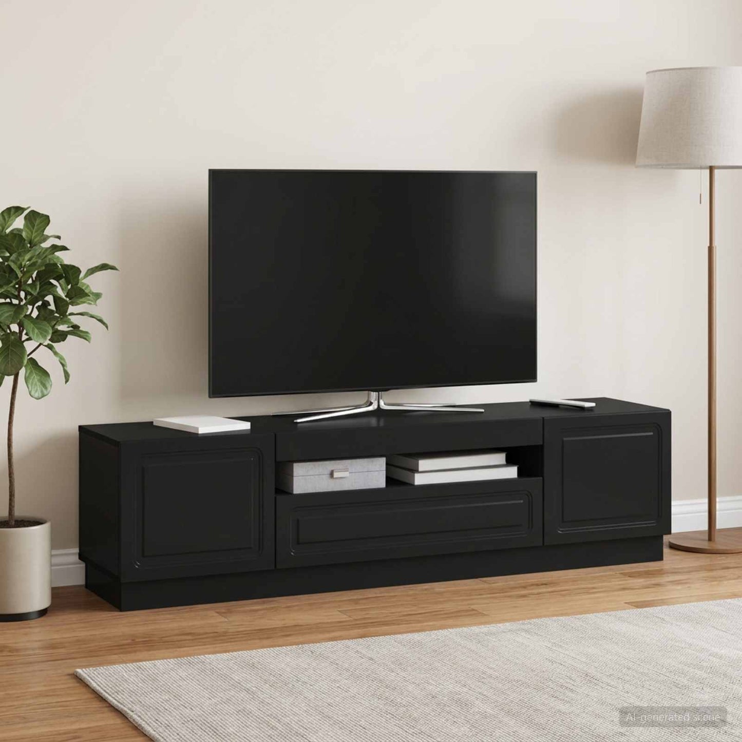 LED-TV-Schrank Schwarz Holzwerkstoff