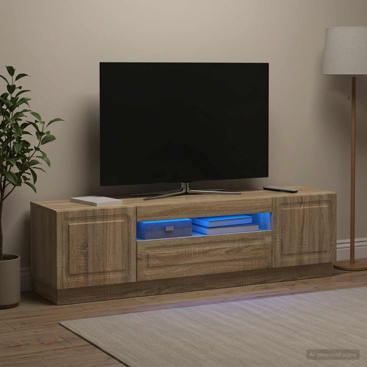 LED-TV-Schrank Sonoma-Eiche Holzwerkstoff