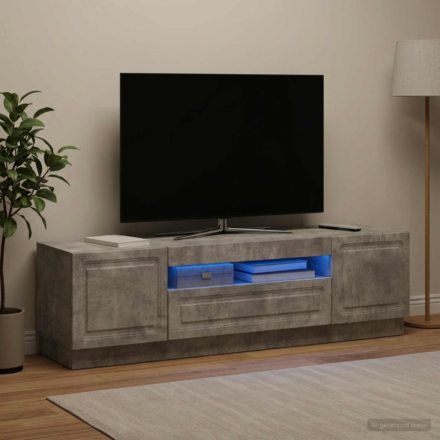 LED-TV-Schrank Betongrau Holzwerkstoff