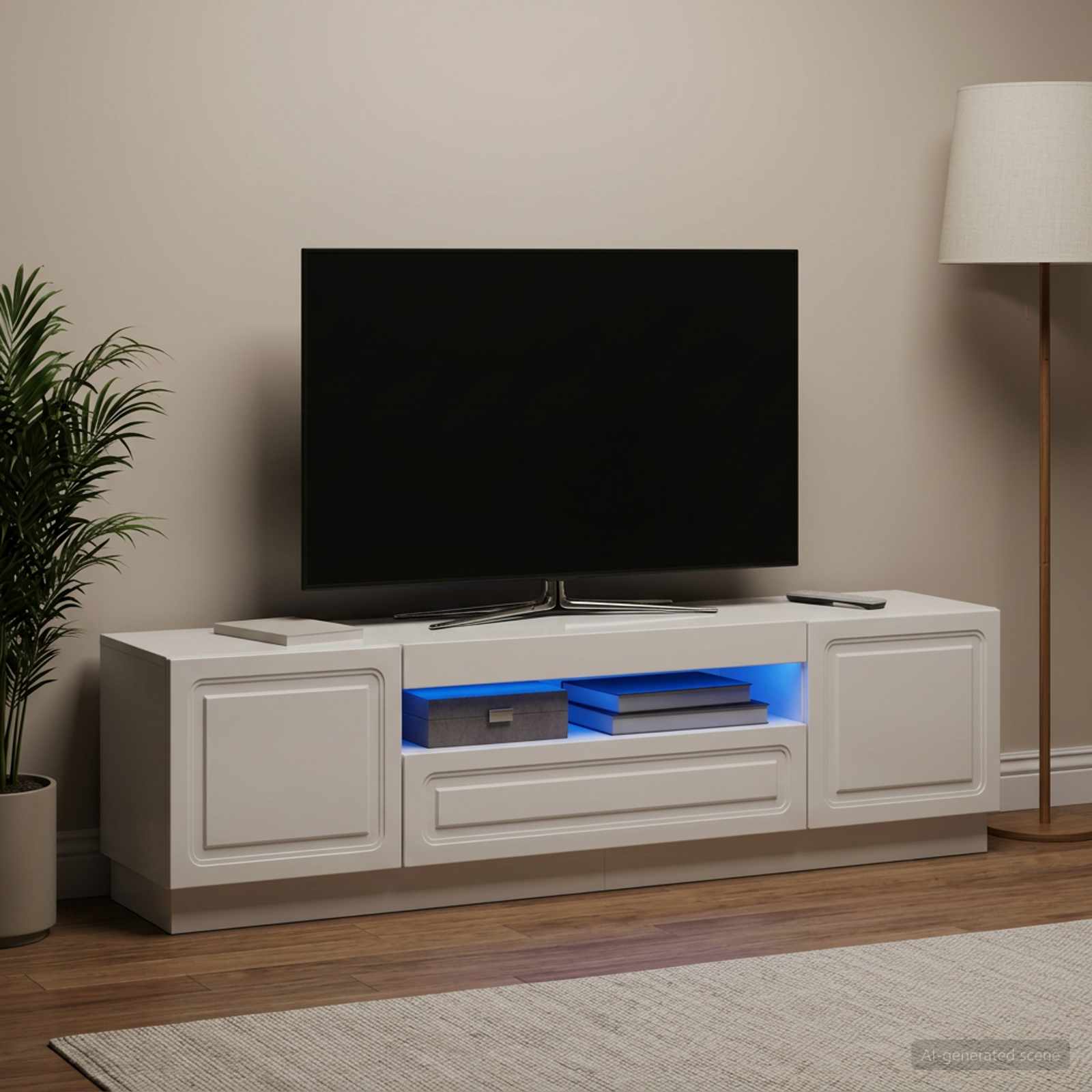LED-TV-Schrank Hochglanz Weiß Holzwerkstoff