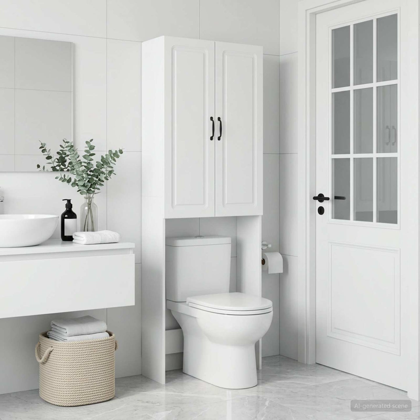 Toilettenschrank UTRECHT Weiß 66 x 25,5 x 190 cm Holzwerkstoff