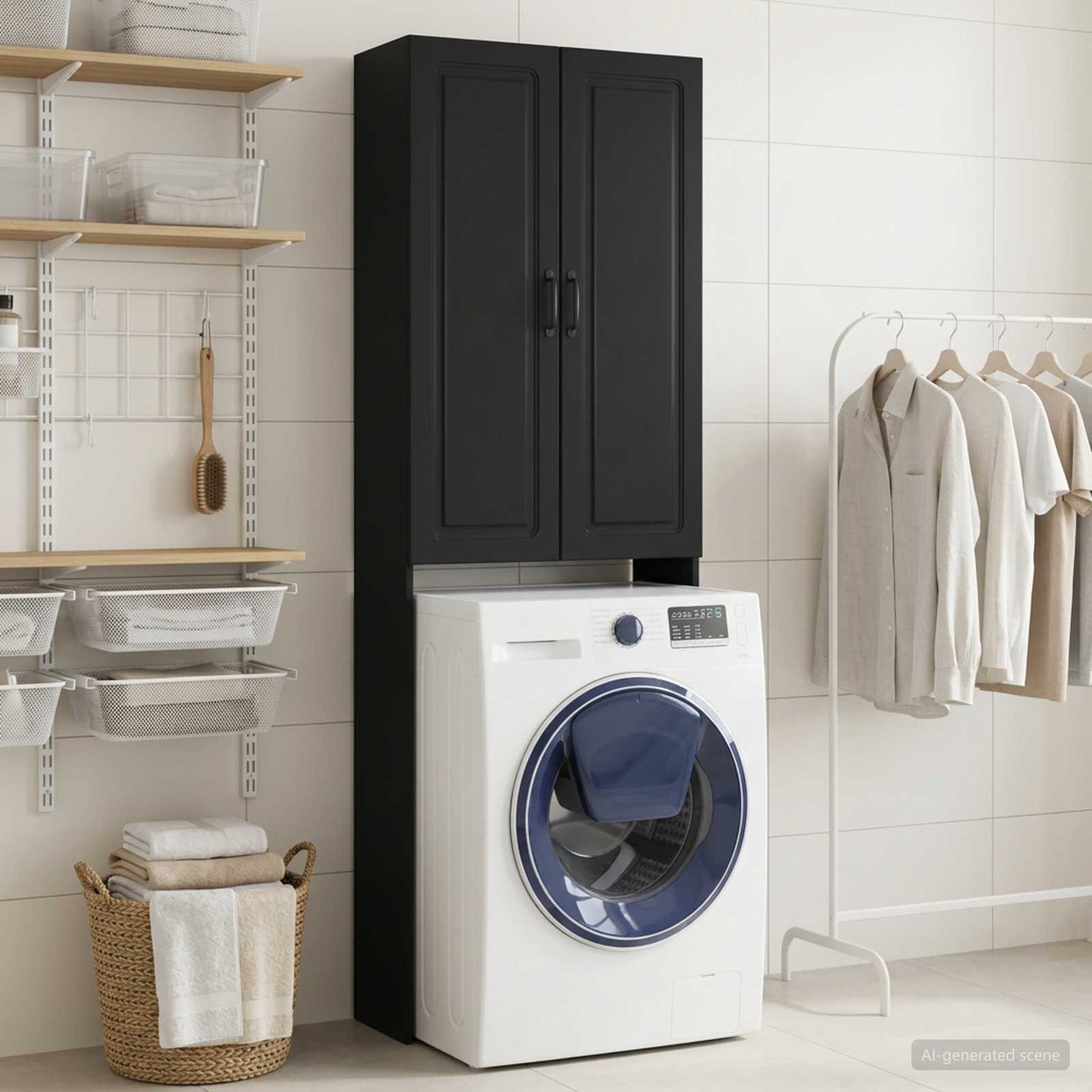 Toilettenschrank UTRECHT Schwarz 66 x 25,5 x 190 cm