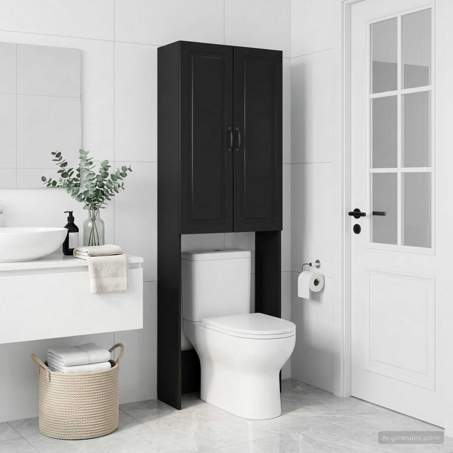 Toilettenschrank UTRECHT Schwarz 66 x 25,5 x 190 cm