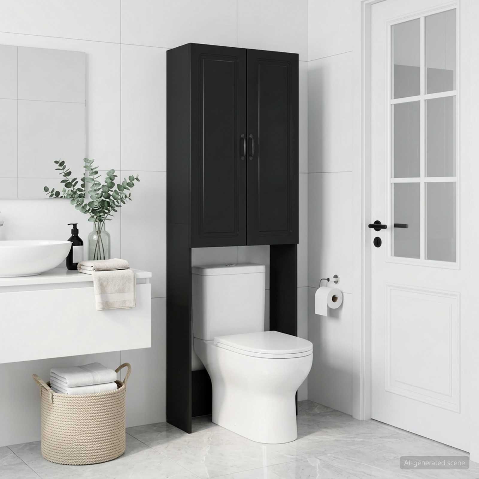 Toilettenschrank UTRECHT Schwarz 66 x 25,5 x 190 cm