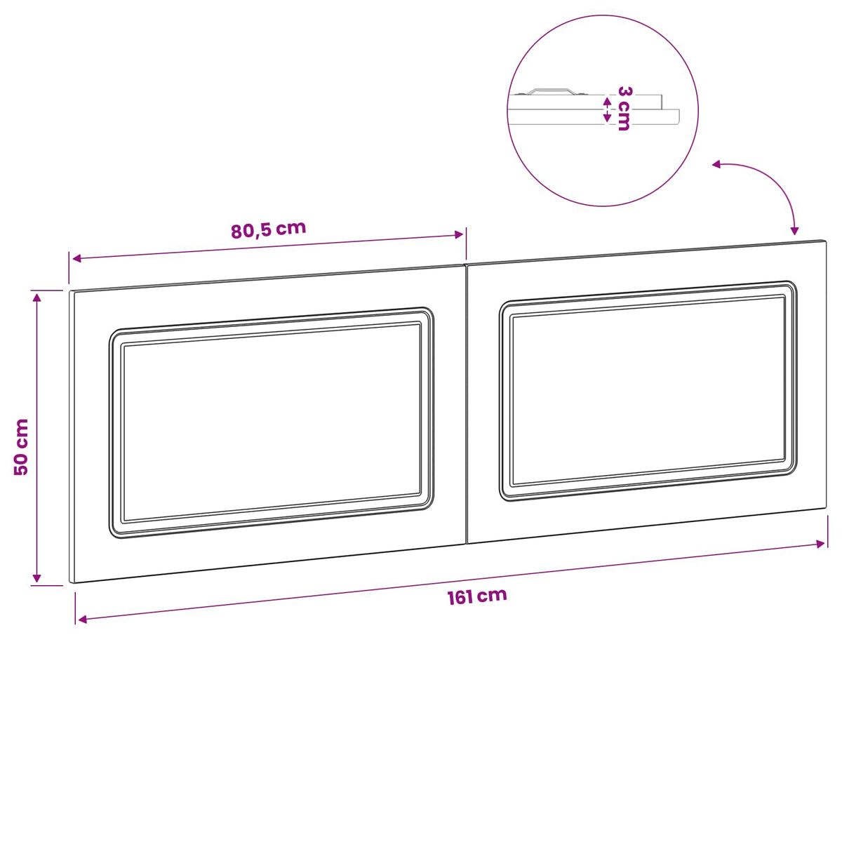 Wandmontiertes Kopfteil UTRECHT Hochglanz Weiß Holzwerkstoff