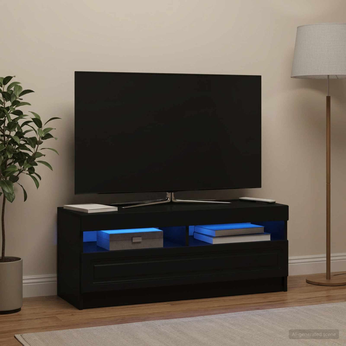 LED-TV-Schrank Schwarz Holzwerkstoff