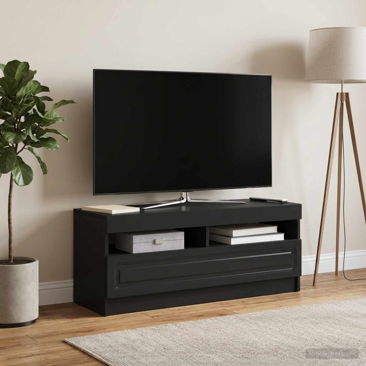 LED-TV-Schrank Schwarz Holzwerkstoff