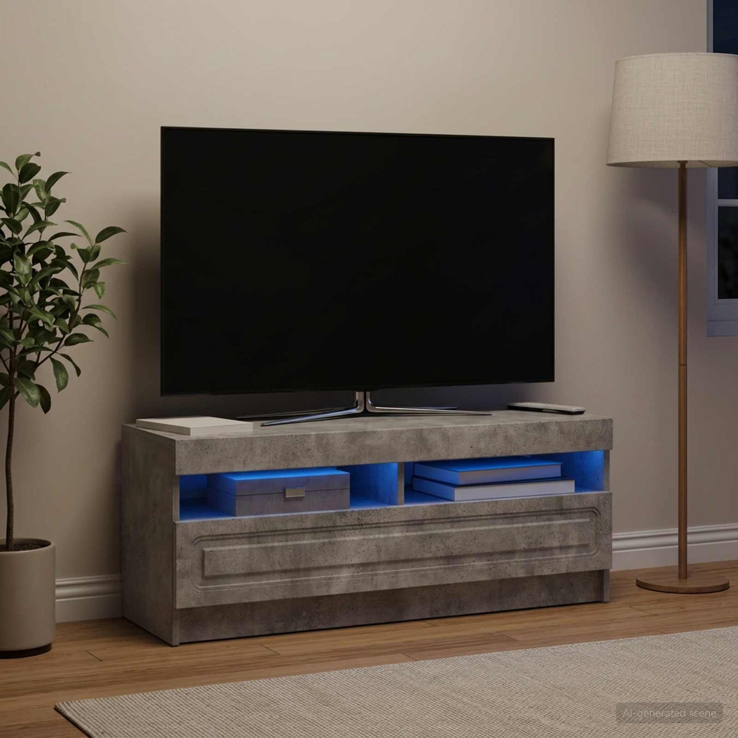LED-TV-Schrank Betongrau Holzwerkstoff