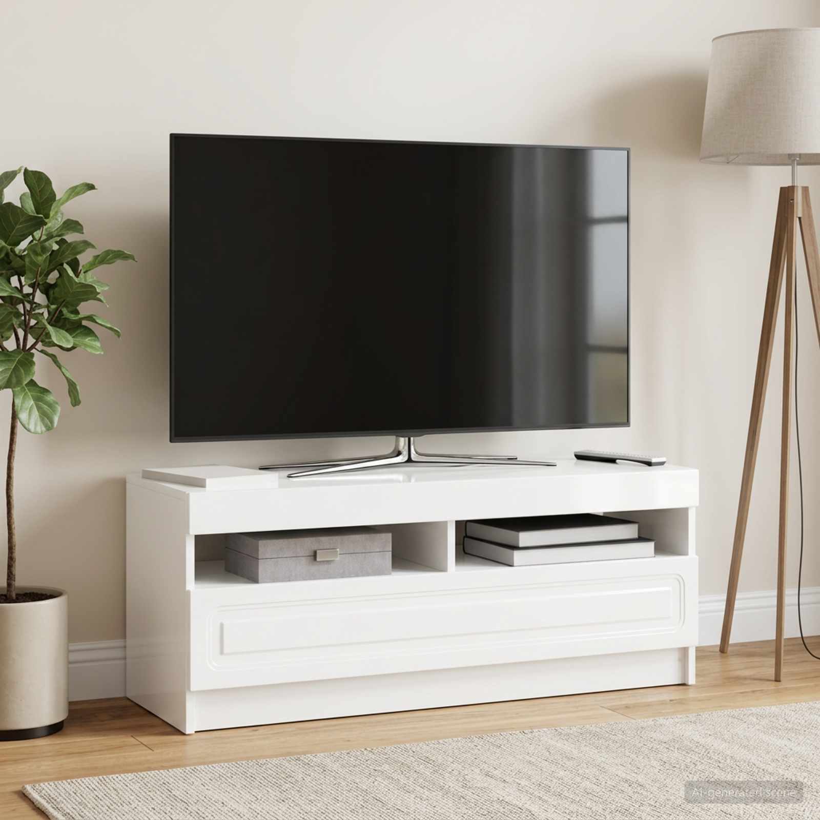 LED-TV-Schrank Hochglanz Weiß Holzwerkstoff