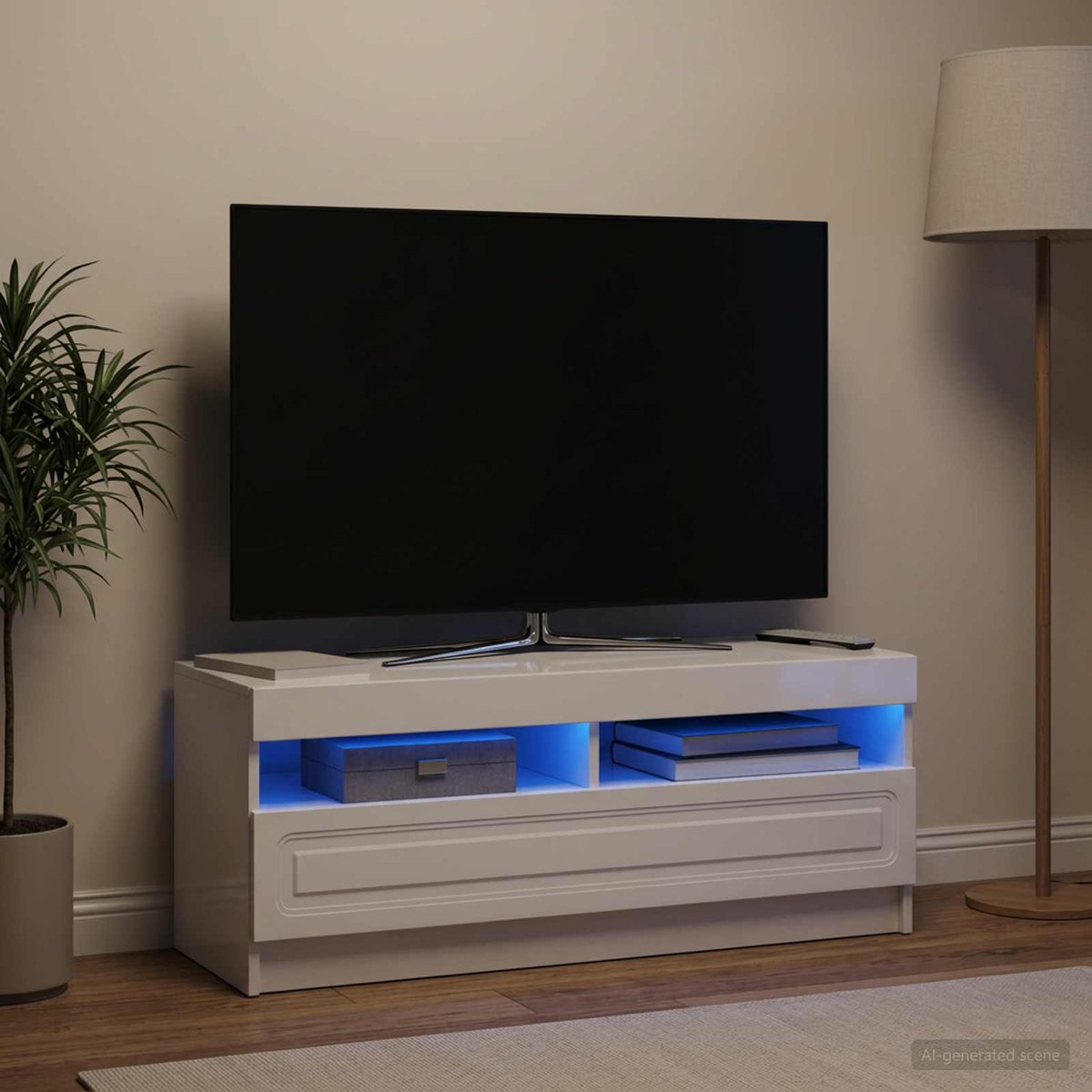 LED-TV-Schrank Hochglanz Weiß Holzwerkstoff